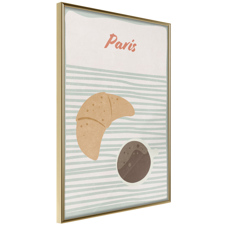 Wall Poster Parisian Breakfast - text and coffee with croissant in a light composition 131952 additionalImage 12