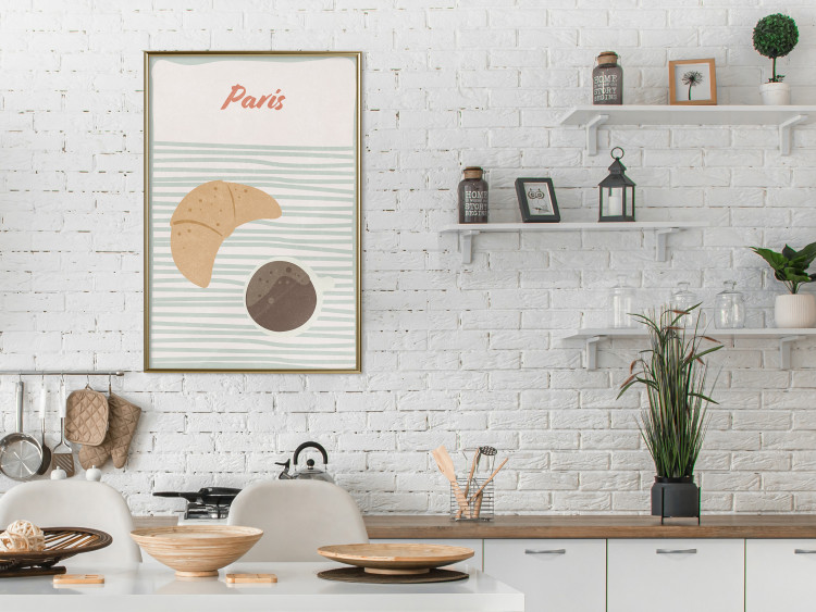 Wall Poster Parisian Breakfast - text and coffee with croissant in a light composition 131952 additionalImage 5