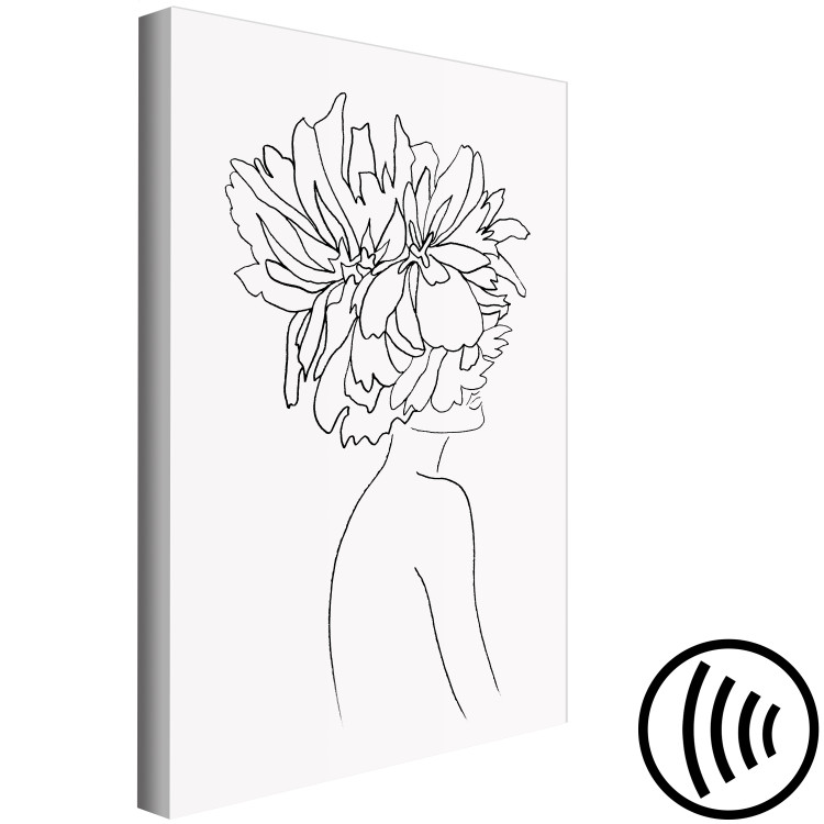 Canvas Print Flowery hair - linear woman silhouette with flower 132152 additionalImage 6
