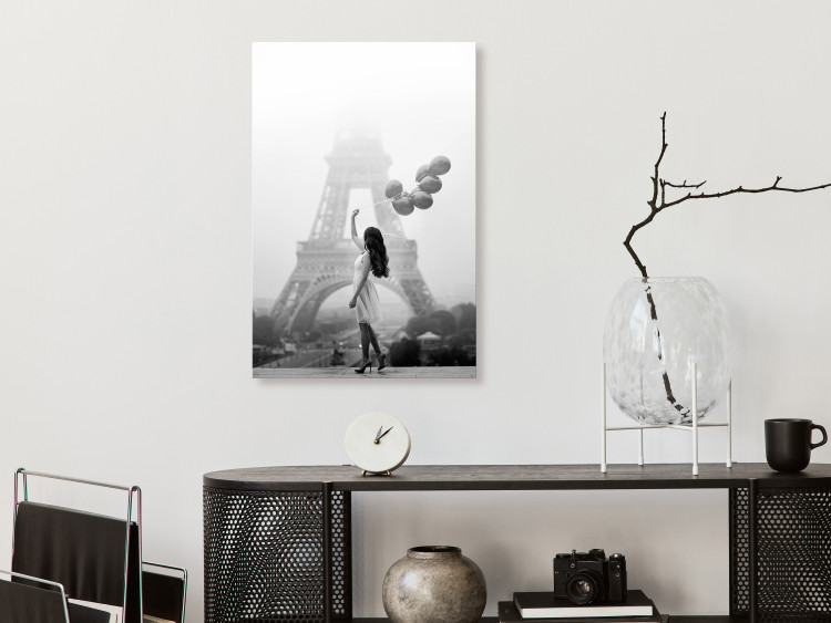 Canvas Print Stroll in the Wind (1-piece) Vertical - woman in Paris and balloons 132252 additionalImage 3