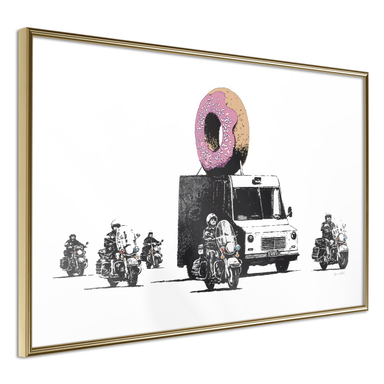 Poster Donut Police - car with a donut and police motorcycles on a white background 132452 additionalImage 12