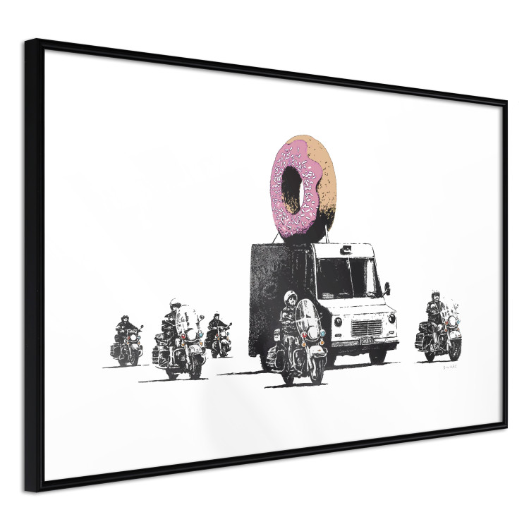 Poster Donut Police - car with a donut and police motorcycles on a white background 132452 additionalImage 13