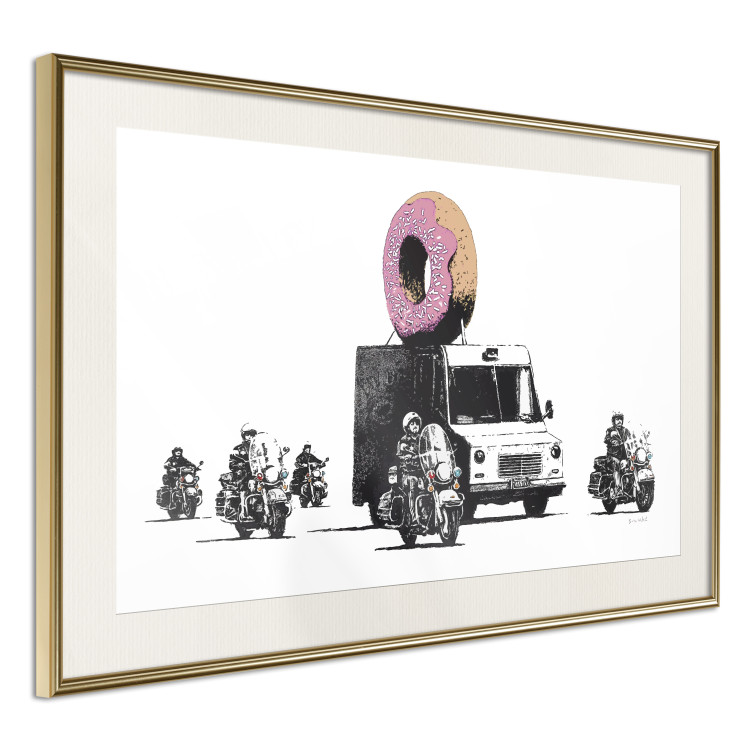 Poster Donut Police - car with a donut and police motorcycles on a white background 132452 additionalImage 2