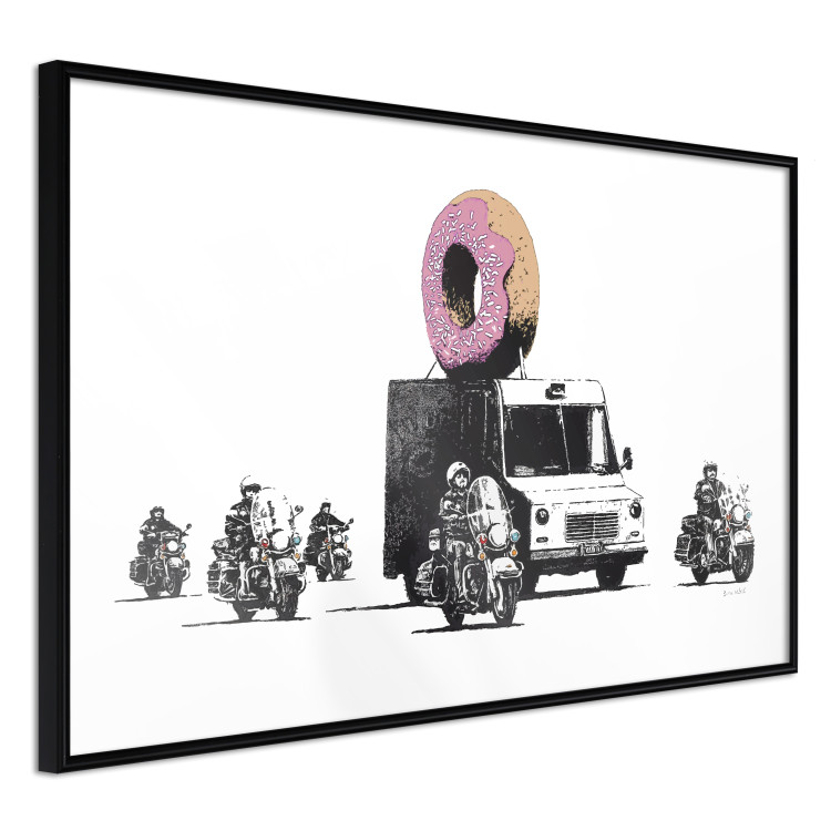 Poster Donut Police - car with a donut and police motorcycles on a white background 132452 additionalImage 12