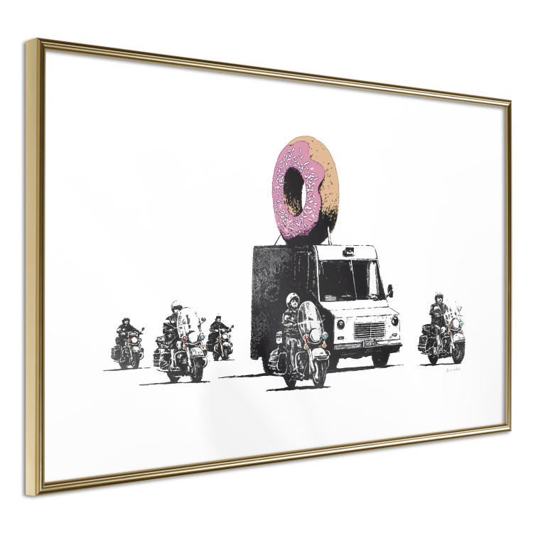 Poster Donut Police - car with a donut and police motorcycles on a white background 132452 additionalImage 6