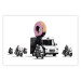 Poster Donut Police - car with a donut and police motorcycles on a white background 132452