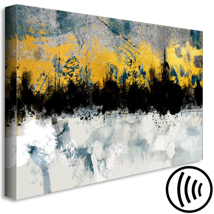 Canvas Print Fancy landscape - modern abstraction in gey and golden tones 134252 additionalImage 6