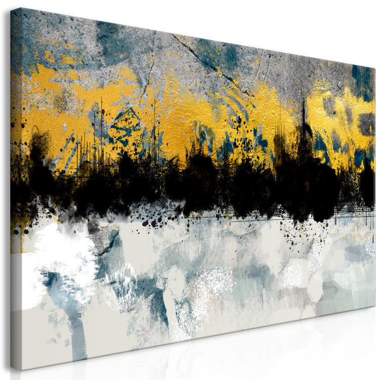 Canvas Print Fancy landscape - modern abstraction in gey and golden tones 134252 additionalImage 2
