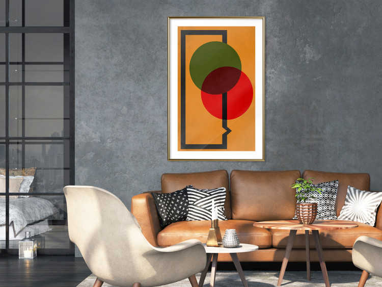 Wall Poster Composition of Circles - abstract colorful circles on an orange background 134452 additionalImage 23