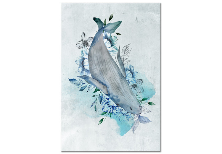 Canvas Print Whale In Flowers - Abstraction with Marine Mammal On Flowers 135352