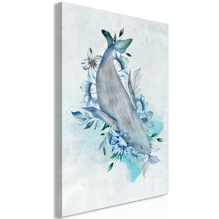 Canvas Print Whale In Flowers - Abstraction with Marine Mammal On Flowers 135352 additionalImage 2