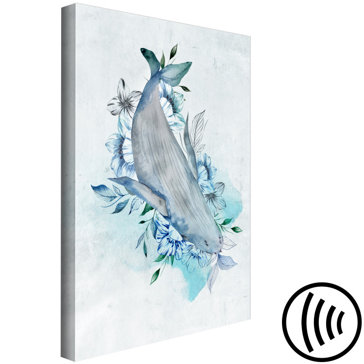 Canvas Print Whale In Flowers - Abstraction with Marine Mammal On Flowers 135352 additionalImage 6