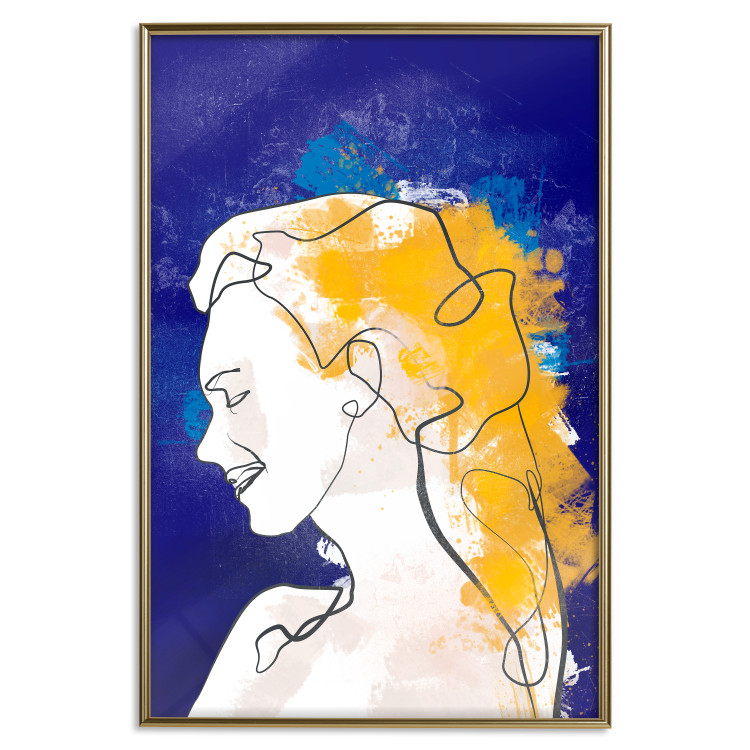 Poster Portrait in Blue - abstract landscape of a woman on a blue background 135652 additionalImage 17