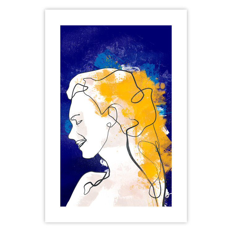 Poster Portrait in Blue - abstract landscape of a woman on a blue background 135652 additionalImage 16