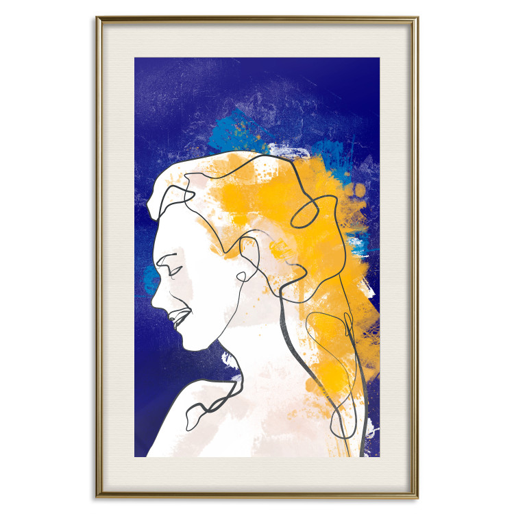 Poster Portrait in Blue - abstract landscape of a woman on a blue background 135652 additionalImage 26