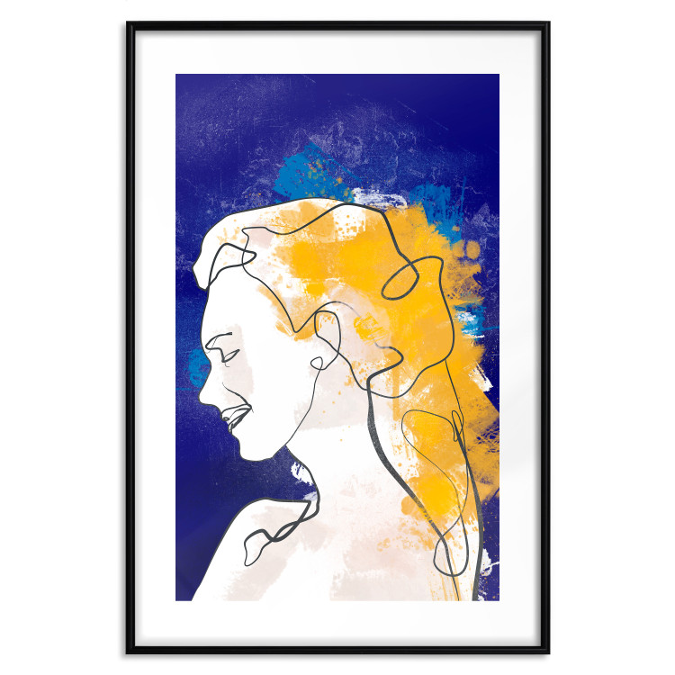 Poster Portrait in Blue - abstract landscape of a woman on a blue background 135652 additionalImage 20
