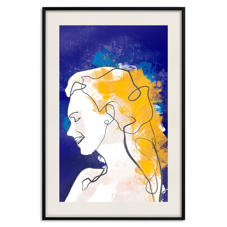 Poster Portrait in Blue - abstract landscape of a woman on a blue background 135652 additionalImage 27