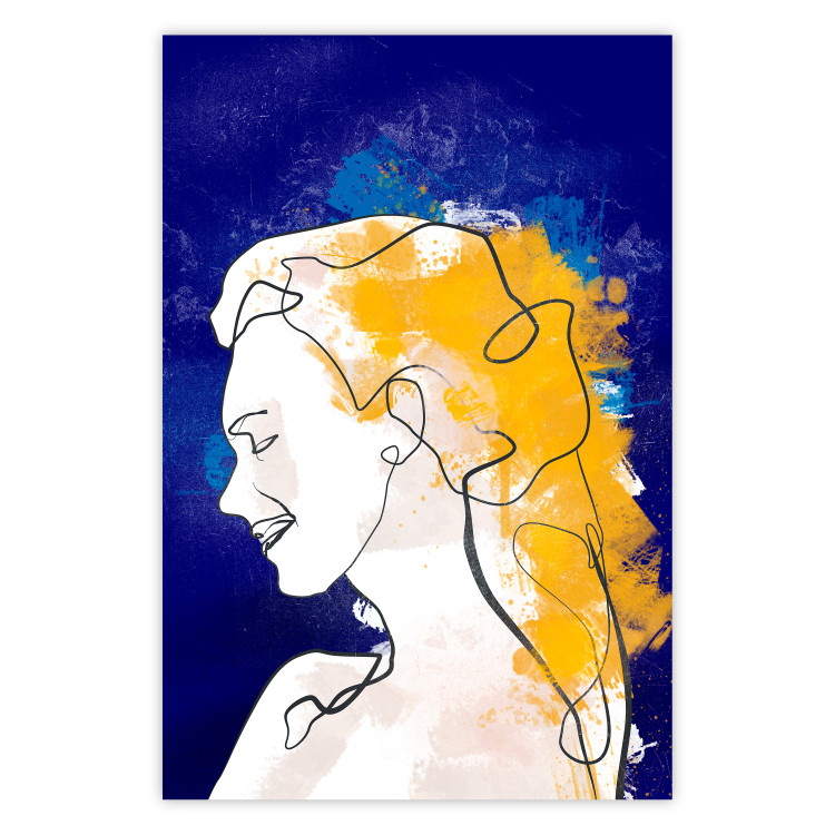 Poster Portrait in Blue - abstract landscape of a woman on a blue background 135652