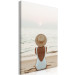 Canvas Print Woman in hat on the beach - Marine landscape with sunset 135852 additionalThumb 2