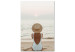 Canvas Print Woman in hat on the beach - Marine landscape with sunset 135852