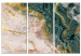 Canvas Print Golden Veins in Malachite (3-piece) - modern abstraction with beige 138752