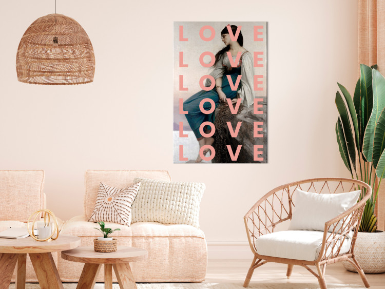 Canvas Art Print Great Feeling (1-piece) Vertical - love text and woman in the background 138852 additionalImage 3