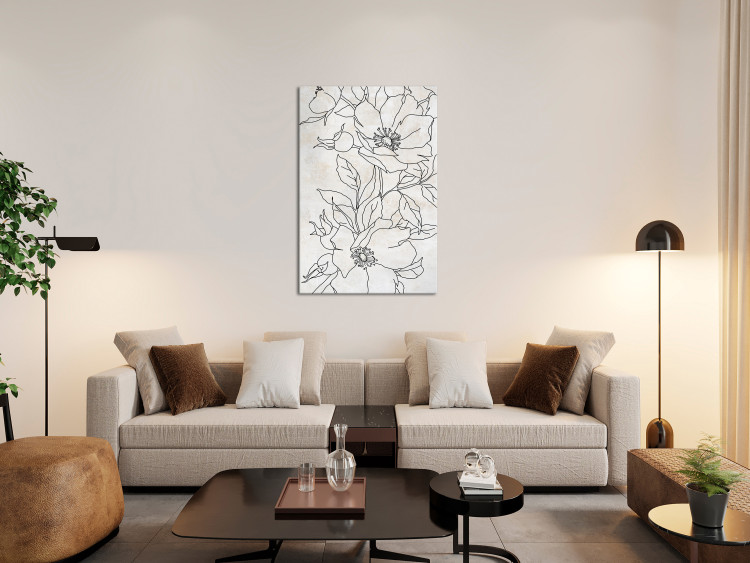 Canvas Print Charcoal Sketches (1-piece) - black and white line art in delicate flowers 143952 additionalImage 3