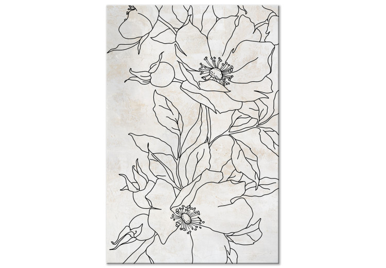 Canvas Print Charcoal Sketches (1-piece) - black and white line art in delicate flowers 143952