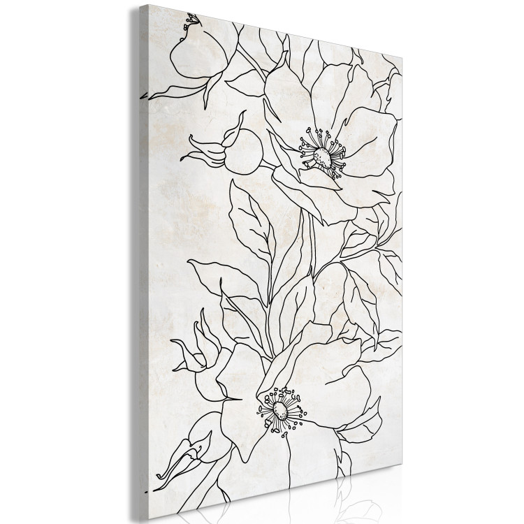 Canvas Print Charcoal Sketches (1-piece) - black and white line art in delicate flowers 143952 additionalImage 2