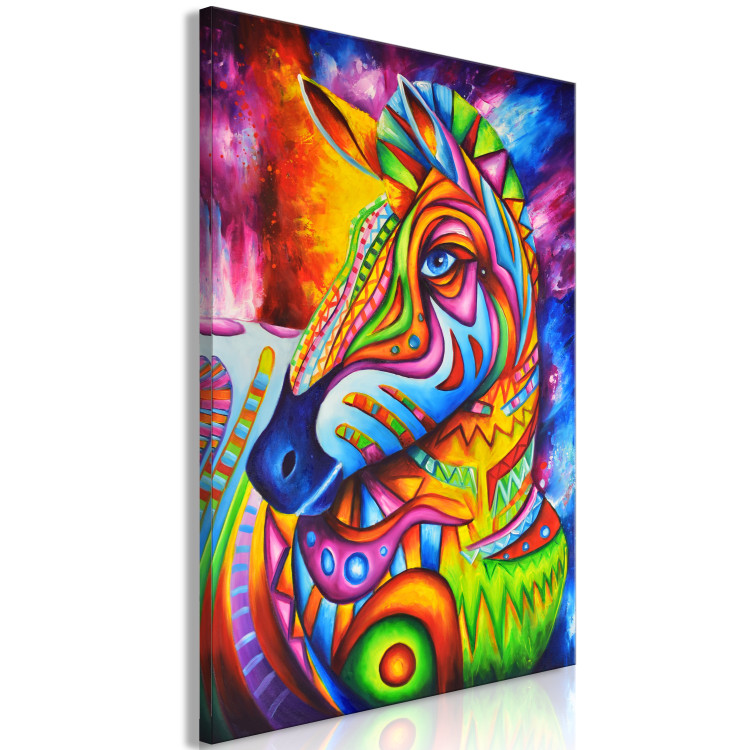 Canvas Print Zebra III (1-piece) - colorful fantasy with a quadruped mammal 144752 additionalImage 2
