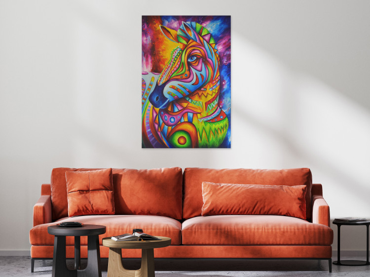 Canvas Print Zebra III (1-piece) - colorful fantasy with a quadruped mammal 144752 additionalImage 3