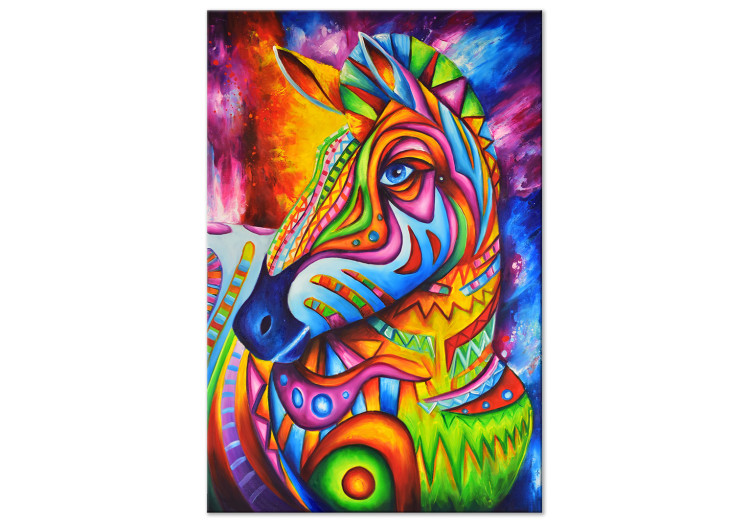 Canvas Print Zebra III (1-piece) - colorful fantasy with a quadruped mammal 144752