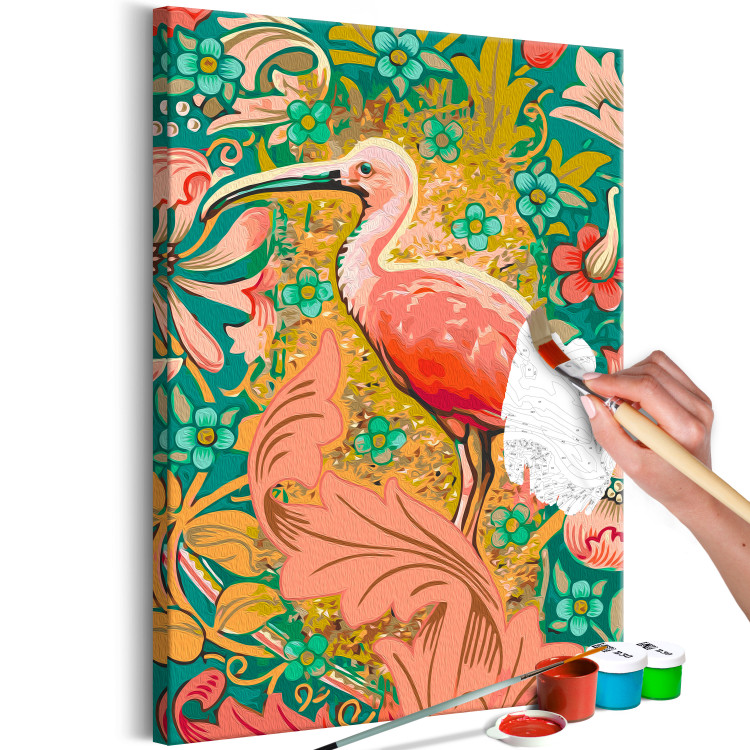 Paint by number Amongst Foliage - Pink Bird on the Decorative Green Background 145152 additionalImage 4