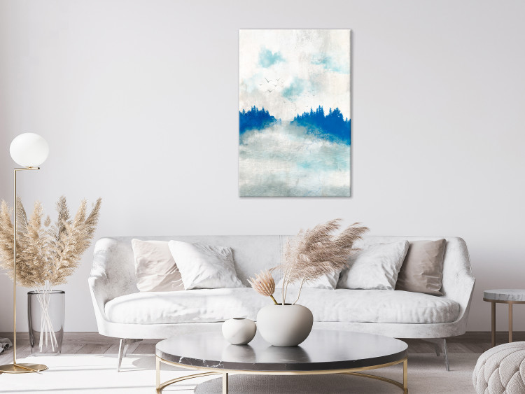 Canvas Blue Forest - Painted Hazy Landscape in Blue Tones 145752 additionalImage 3