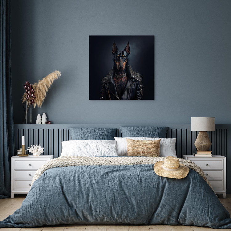 Canvas AI Doberman Dog - Rock Style Animal Fantasy Portrait - Square 150152 additionalImage 3