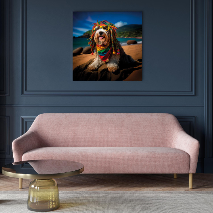 Canvas AI Bearded Collie Dog - Rasta Animal Chilling on Paradise Beach - Square 150252 additionalImage 9