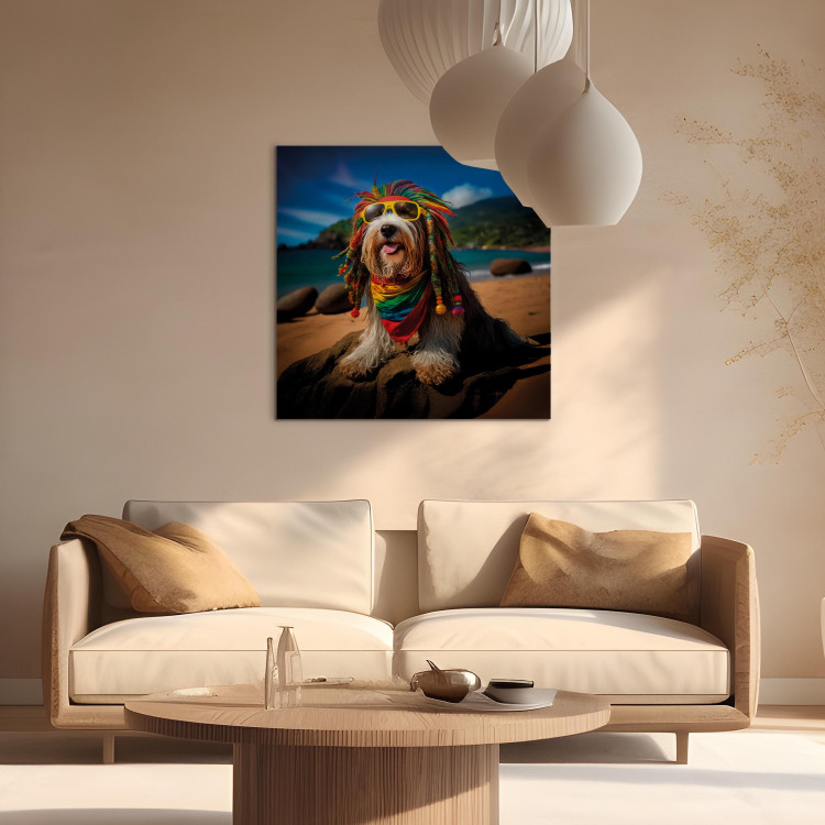 Canvas AI Bearded Collie Dog - Rasta Animal Chilling on Paradise Beach - Square 150252 additionalImage 11