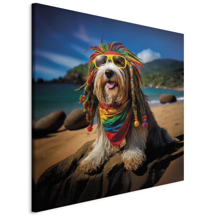Canvas AI Bearded Collie Dog - Rasta Animal Chilling on Paradise Beach - Square 150252 additionalImage 2