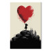 Canvas Art Print Red Heart - A Figure With a Balloon on a City Background Inspired by Banksy 151752