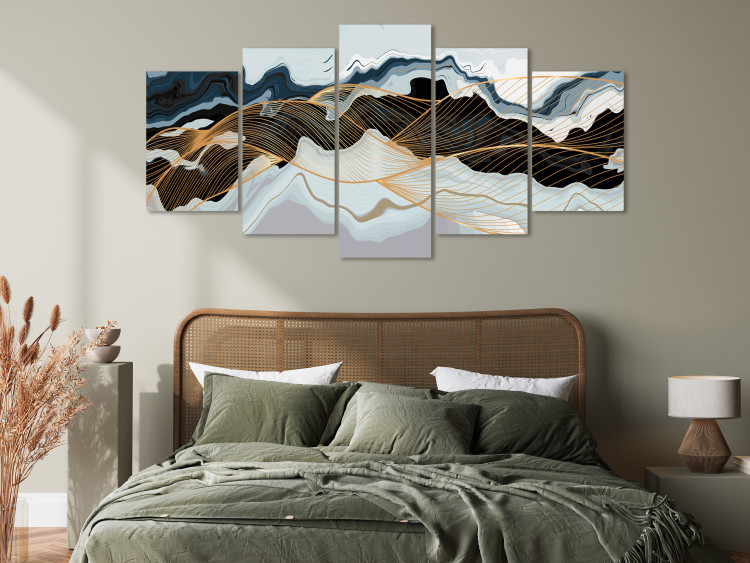Canvas Shimmering Waves - An Abstract Composition in Shimmering Colors 151852 additionalImage 3
