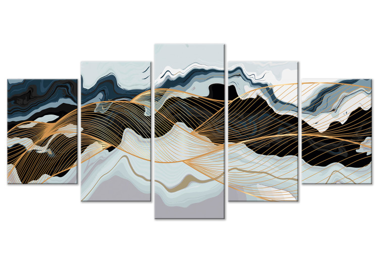 Canvas Shimmering Waves - An Abstract Composition in Shimmering Colors 151852