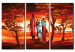 Canvas Family walk - African family with sunset and savanna in the background 49252