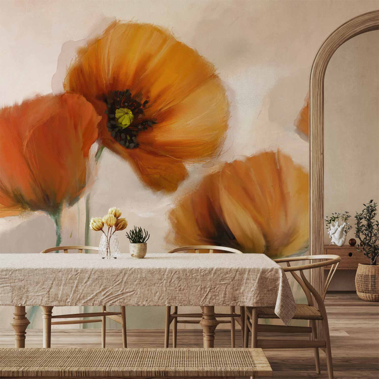 Wall Mural Poppies - Vintage and Landscape with Composition of Red Flowers on a Light Background 60652 additionalImage 6