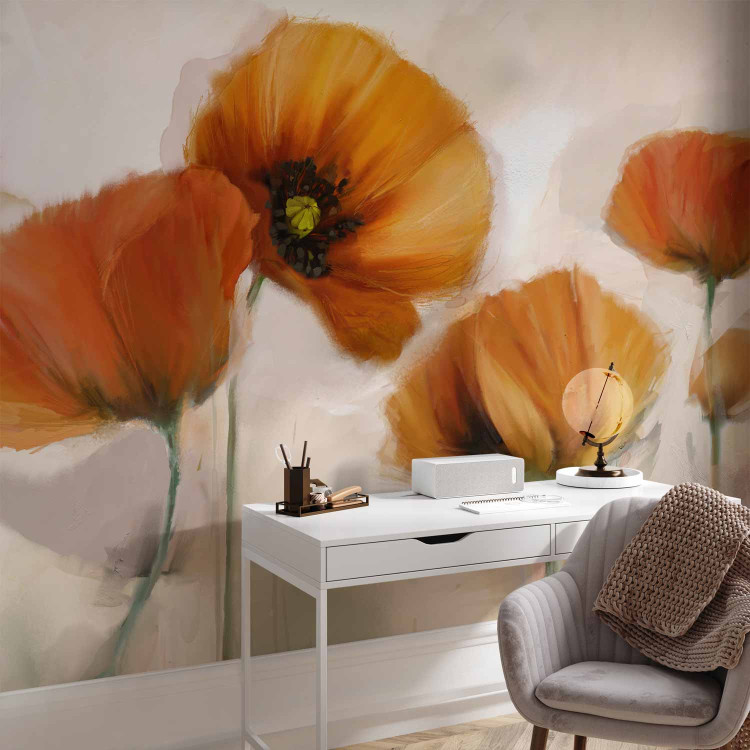 Wall Mural Poppies - Vintage and Landscape with Composition of Red Flowers on a Light Background 60652 additionalImage 4