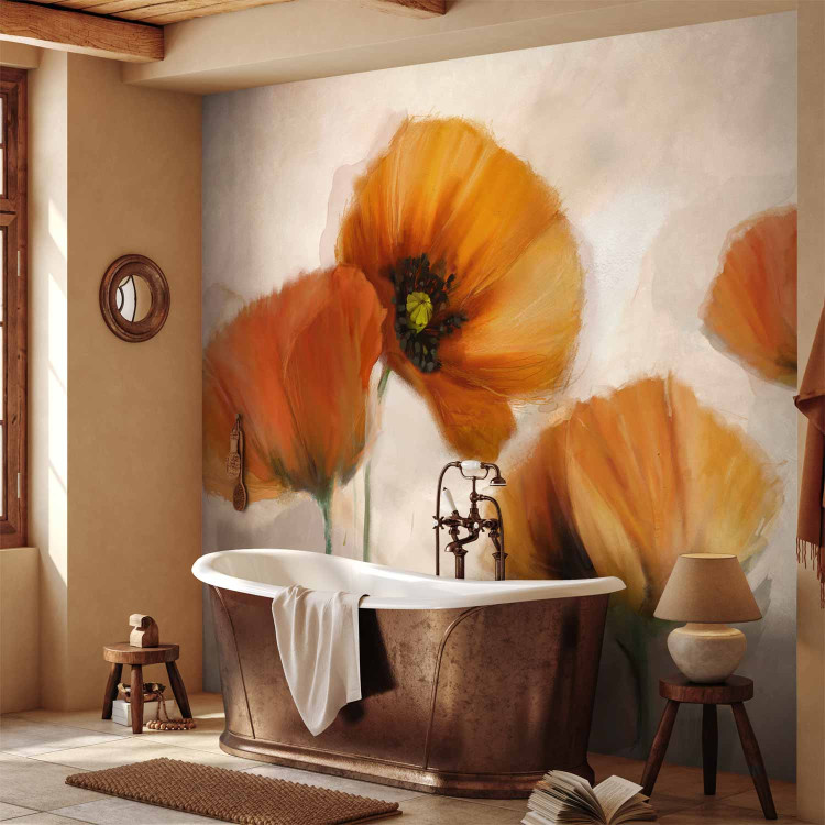 Wall Mural Poppies - Vintage and Landscape with Composition of Red Flowers on a Light Background 60652 additionalImage 8
