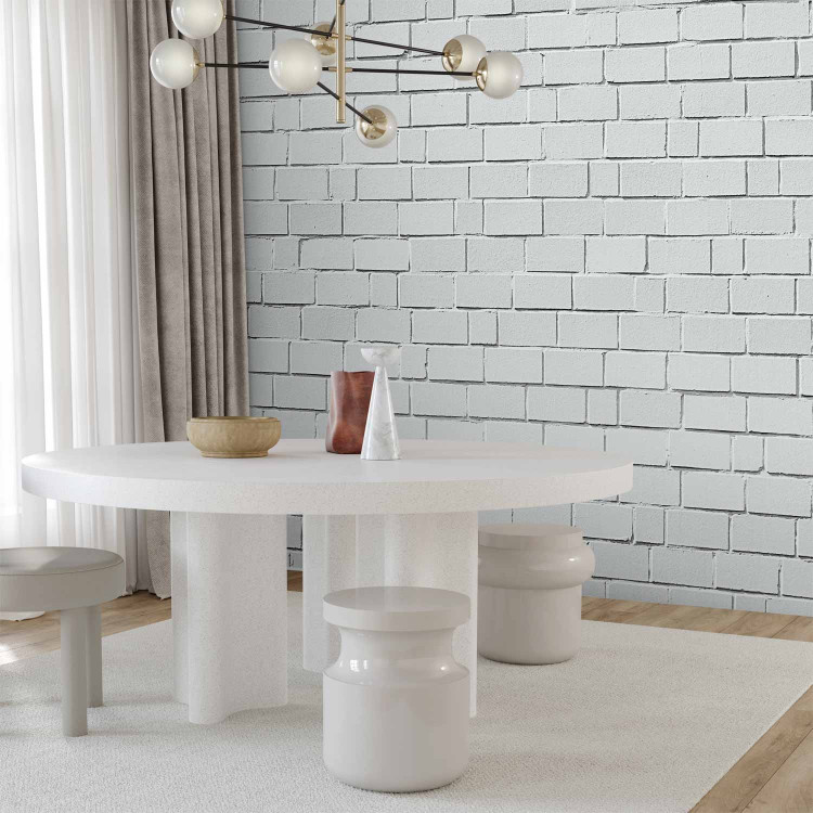 Wall Mural White 3D Brick Effect - Background with Texture of White Raw Brick 60952 additionalImage 7