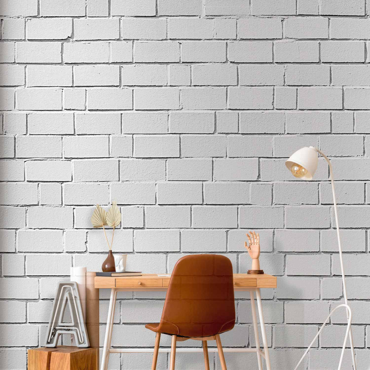 Wall Mural White 3D Brick Effect - Background with Texture of White Raw Brick 60952 additionalImage 4