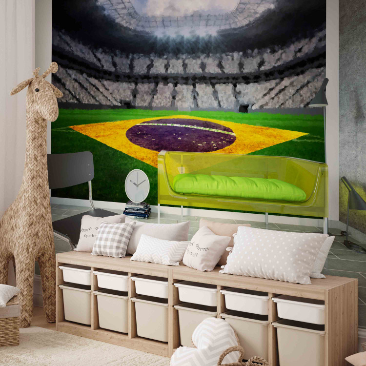 Photo Wallpaper Brazilian Football - Soccer stadium with the Brazilian flag on the field 61152 additionalImage 5