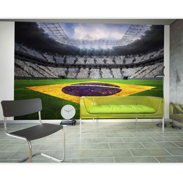 Photo Wallpaper Brazilian Football - Soccer stadium with the Brazilian flag on the field 61152 additionalImage 6
