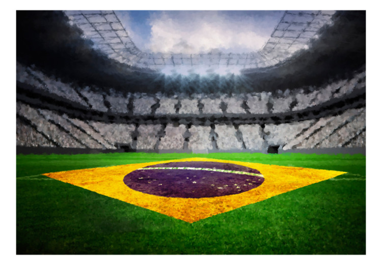 Photo Wallpaper Brazilian Football - Soccer stadium with the Brazilian flag on the field 61152 additionalImage 1